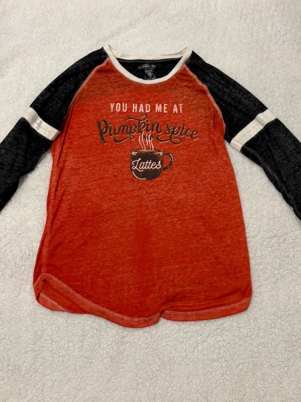 Sable Sky Fall 3/4 sleeve orange and black shirt size Medium